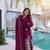 Wine embroidered rangoli crush anarkali set