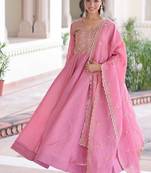 Pink embroidered gold crush gown & dupatta