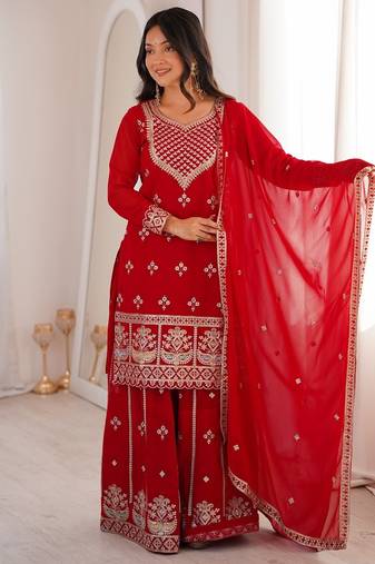 Women’s ready to wear sharara suit set in pure fox georgette