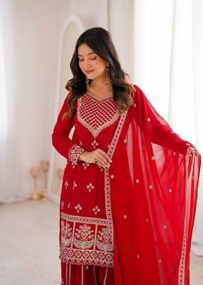 Women s ready to wear sharara suit set in pure fox georgette 3