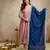 Anarkali kurta set in vichitra silk with embroidery     designer kurti pant dupatta set for women