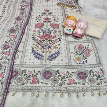 Plus size maslin kurta set with aari embroidery & mirror workethnic suit with dupatta for women 3