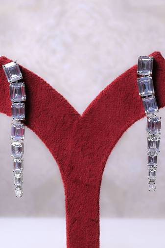 Silver alloy audrey diamond earrings