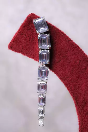 Silver alloy audrey diamond earrings