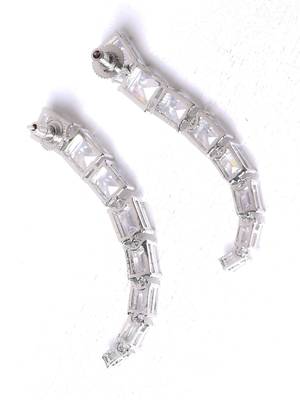Silver alloy audrey diamond earrings 3