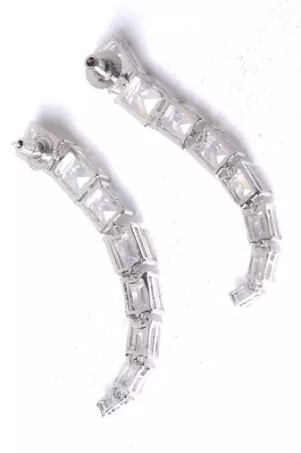 Silver alloy audrey diamond earrings