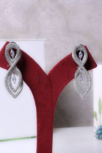 Silver alloy tiana diamond earrings