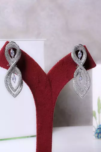 Silver alloy tiana diamond earrings