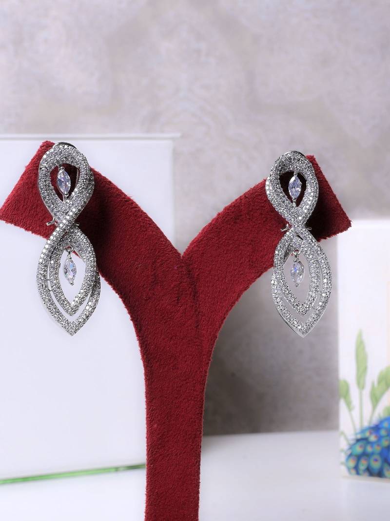 Silver alloy tiana diamond earrings