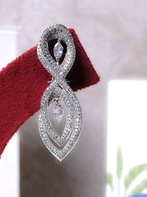 Silver alloy tiana diamond earrings 2