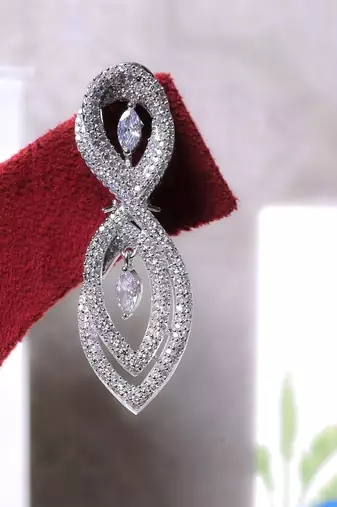 Silver alloy tiana diamond earrings