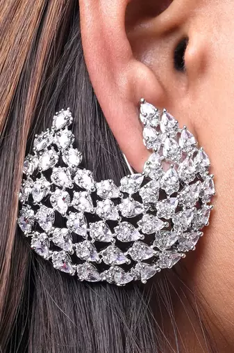 Silver alloy dhairya diamond earrings