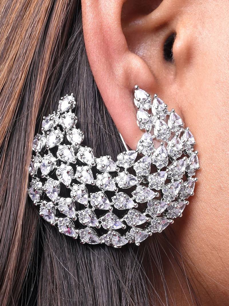 Silver alloy dhairya diamond earrings