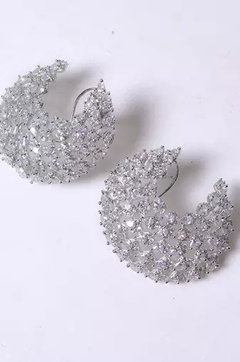 Silver alloy dhairya diamond earrings
