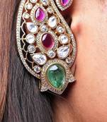 Gold alloy solana polki diamond earcuffs