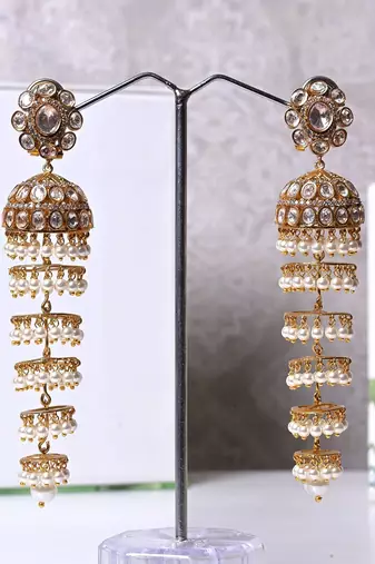 Silver alloy ridhi polki diamond earrings