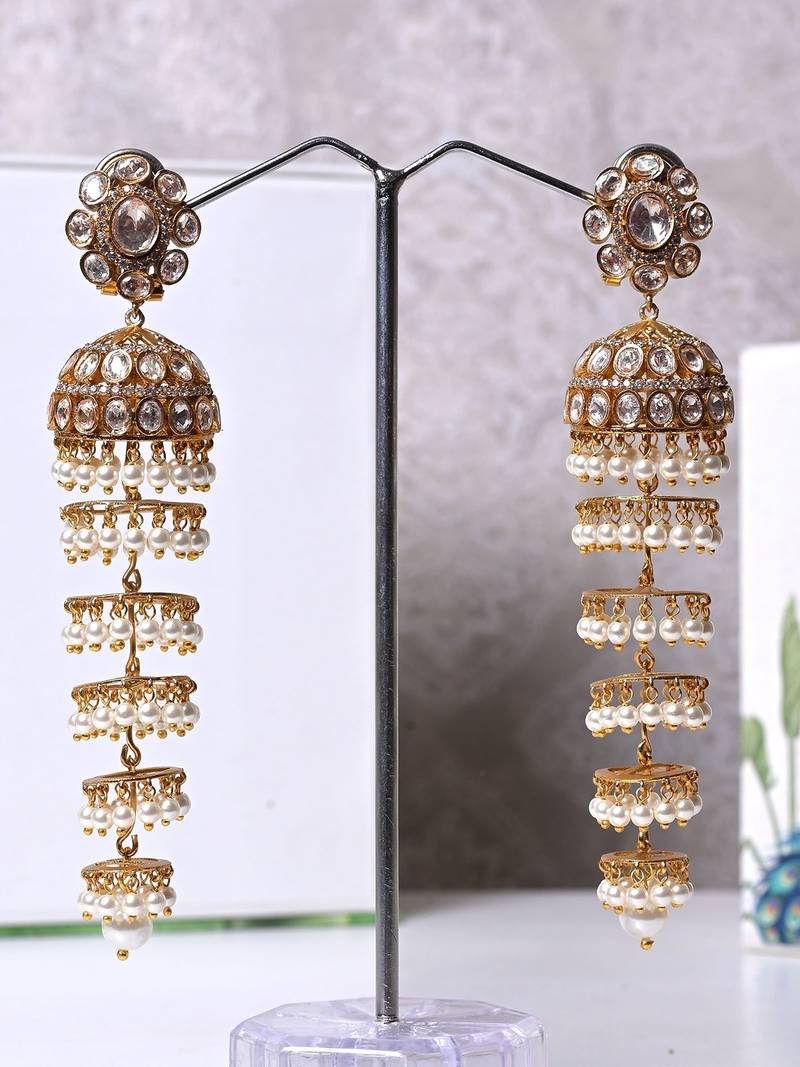 Silver alloy ridhi polki diamond earrings