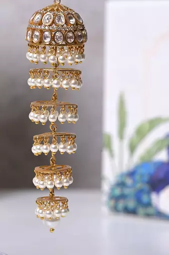 Silver alloy ridhi polki diamond earrings