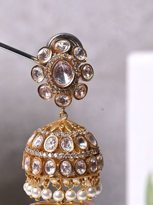 Silver alloy ridhi polki diamond earrings 3