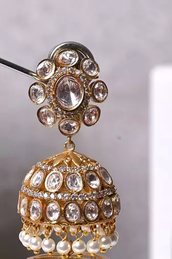 Silver alloy ridhi polki diamond earrings