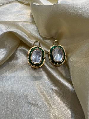 Gold alloy meena polki studs 1