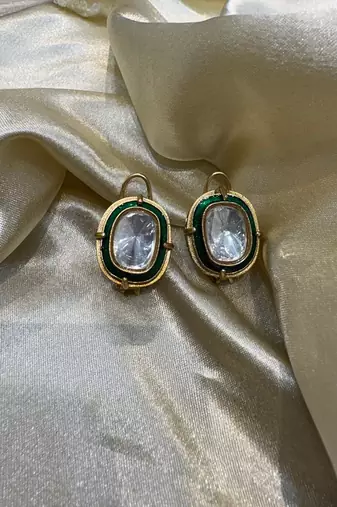 Gold alloy meena polki studs