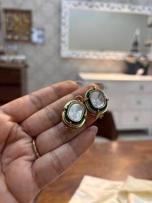 Gold alloy meena polki studs 2