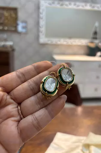 Gold alloy meena polki studs
