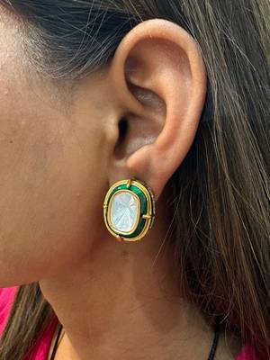 Gold alloy meena polki studs 4