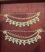 Gold alloy kundan earchain1