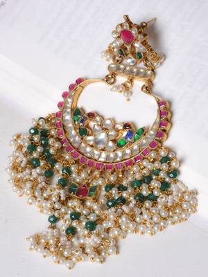Gold alloy laksheta kundan chandbali 2