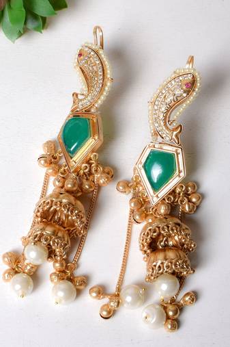 Gold alloy kiranya fusion earcuffs earrings