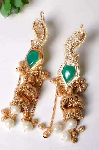 Gold alloy kiranya fusion earcuffs earrings