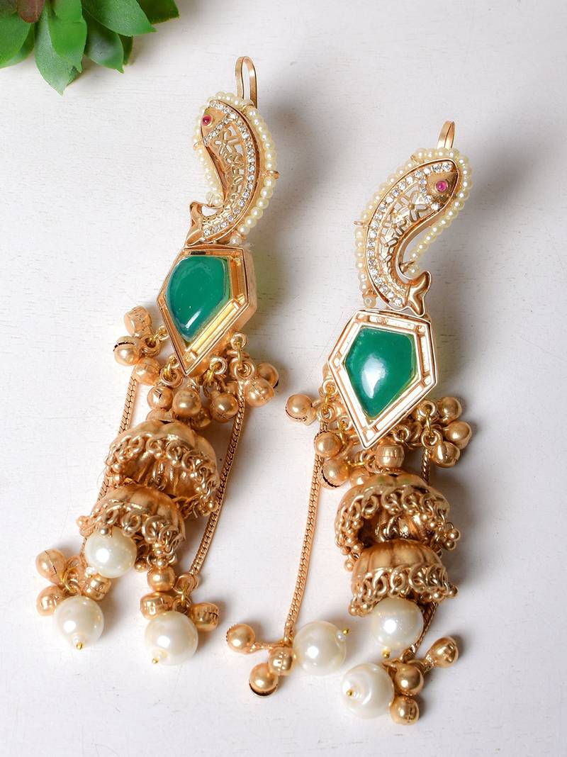 Gold alloy kiranya fusion earcuffs earrings