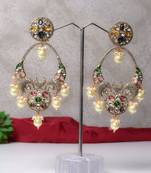 Silver alloy jasmit polki diamond earrings