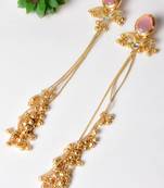Gold alloy inayata fusion earrings   pink
