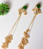 Gold alloy inayata fusion earrings  emerald