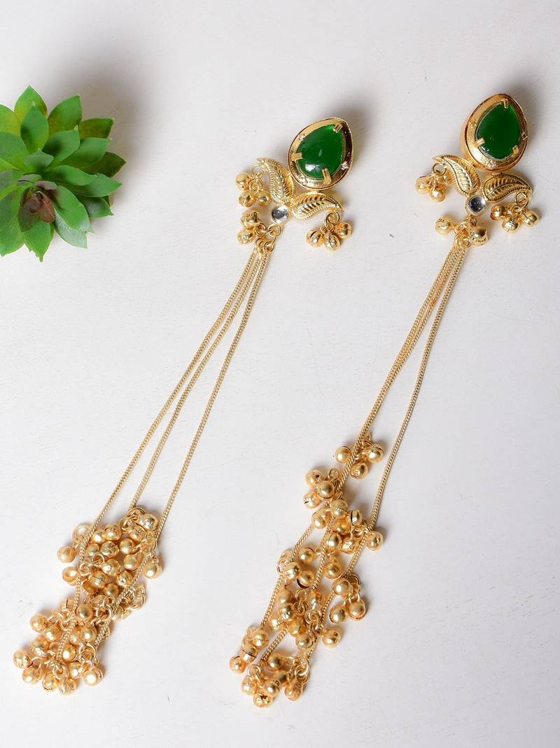 Gold alloy inayata fusion earrings  emerald