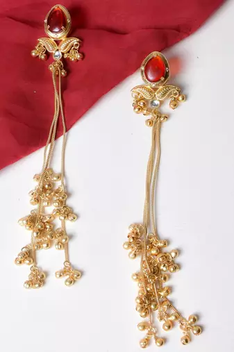 Gold alloy inayata fusion earrings   ruby