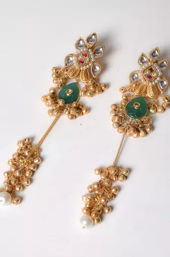 Gold alloy foolwati fusion earrings