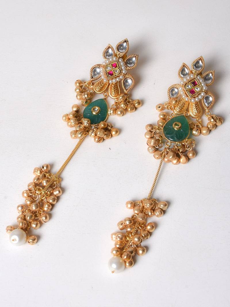 Gold alloy foolwati fusion earrings