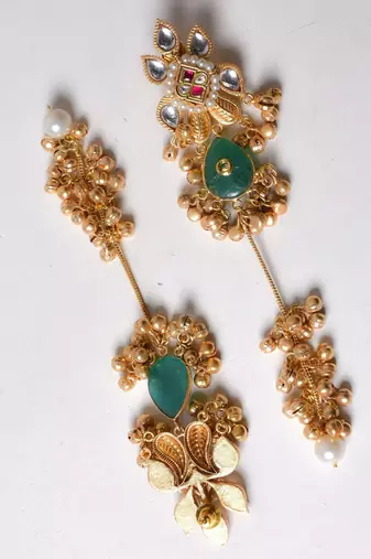 Gold alloy foolwati fusion earrings