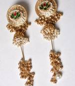 Gold alloy dwiti oversized fusion earrings