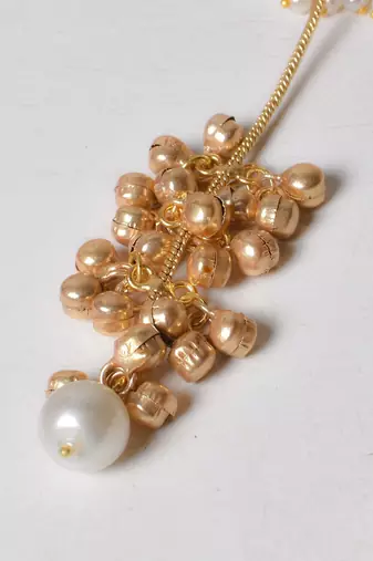 Gold alloy dwiti oversized fusion earrings