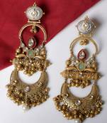 Gold alloy chaitra oversized fusion earrings