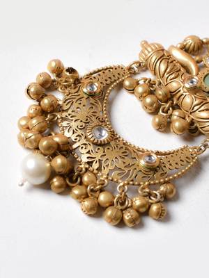 Gold alloy chaitra oversized fusion earrings 2