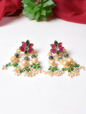 Gold alloy ishaana kundan earrings 1