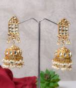 Gold alloy chanchala kundan jhumka earrings