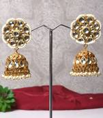 Gold alloy naina kundan jhumka earrings