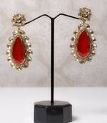 Gold alloy norah polki ruby earrings